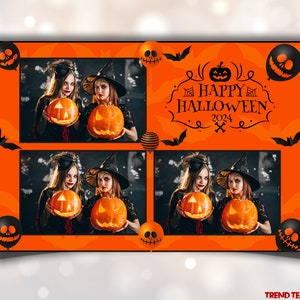 Halloween 2024 Photobooth Template: Personalisierbarer Partystreifen (Digitale Dateien)