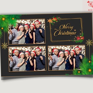 Merry Christmas Urlaub Party 2023 Photobooth Template Grün Schwarz Weihnachten Urlaub Party Photobooth 4x6 Querformat 3 Fotopostkarte Template
