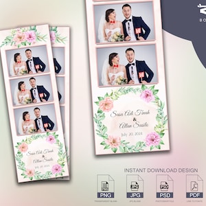 2x6 Wedding photo booth template, 2x6 photo booth stripe, Floral Photobooth Template, Watercolor wedding photo booth template