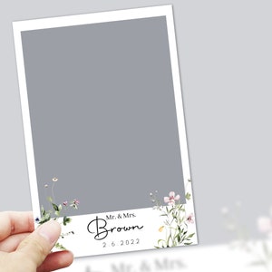 Plantilla para fotomatón de boda de 4 x 6 en blanco, negro y verde
