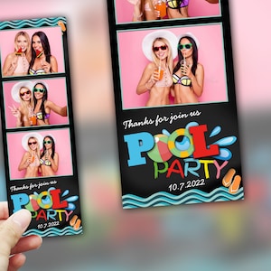 2x6 Summer pool party photo booth template photo booth stripe
