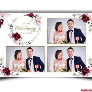 4x6 Hochzeit Photobooth Template, Hochzeit Photobooth Template, rote Rose, Floral, Sweet 16, Geburtstags Postkarte Photobooth Template.