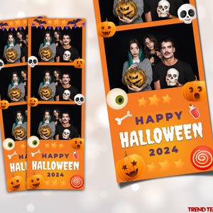 Halloween Photo Booth Template: Orange Theme, Customizable (2x6, Instant Download)