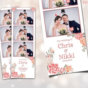 Wedding Photo booth Template, Photo Booth Overlay, 2x6 strip,  Floral Photo booth Template Sweet Sixteen 16 Bridal Shower.