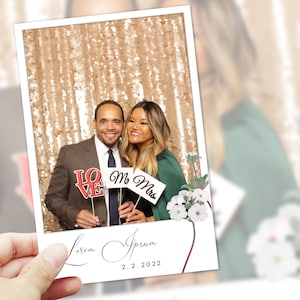Wedding photo booth template 4x6  white and black and green
