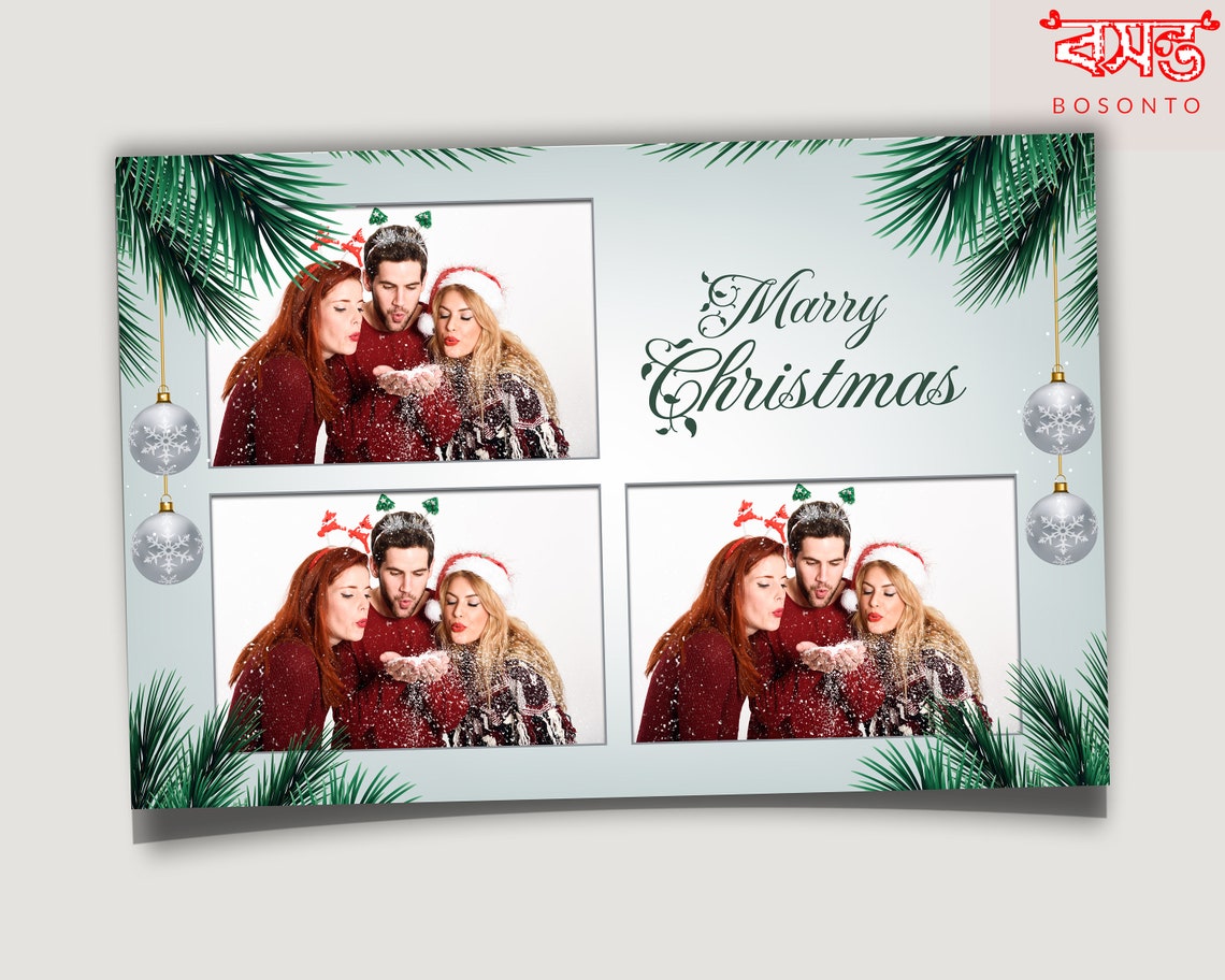 Merry Christmas Photo Booth Template 4x6 Inch Christmas Photo - Etsy