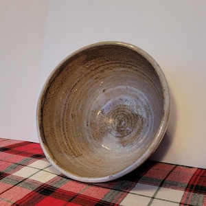 Rustic Bowl with Drip Fired Finish, Hand Thrown Pottery Signed, Vintage
