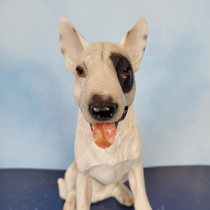 Bull Terrier Statue, Spuds Mackenzie Type, Hand Made and Hand Painter, 9&quot; Tall