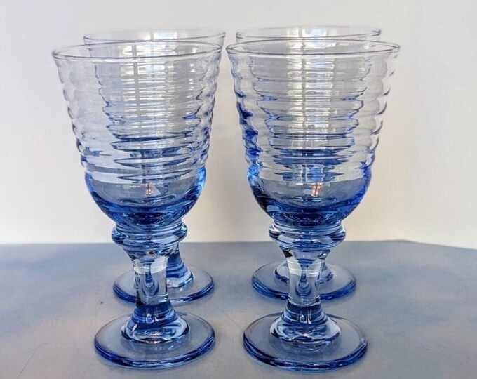 Libbey Ribbed Glassware Libbey Sirrus Light Blue Ribbed Water Goblet Drinking Glass (set of 4 ...