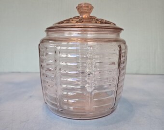 Anchor Hocking Pink Depression glass cookie or biscuit jar, Vintage