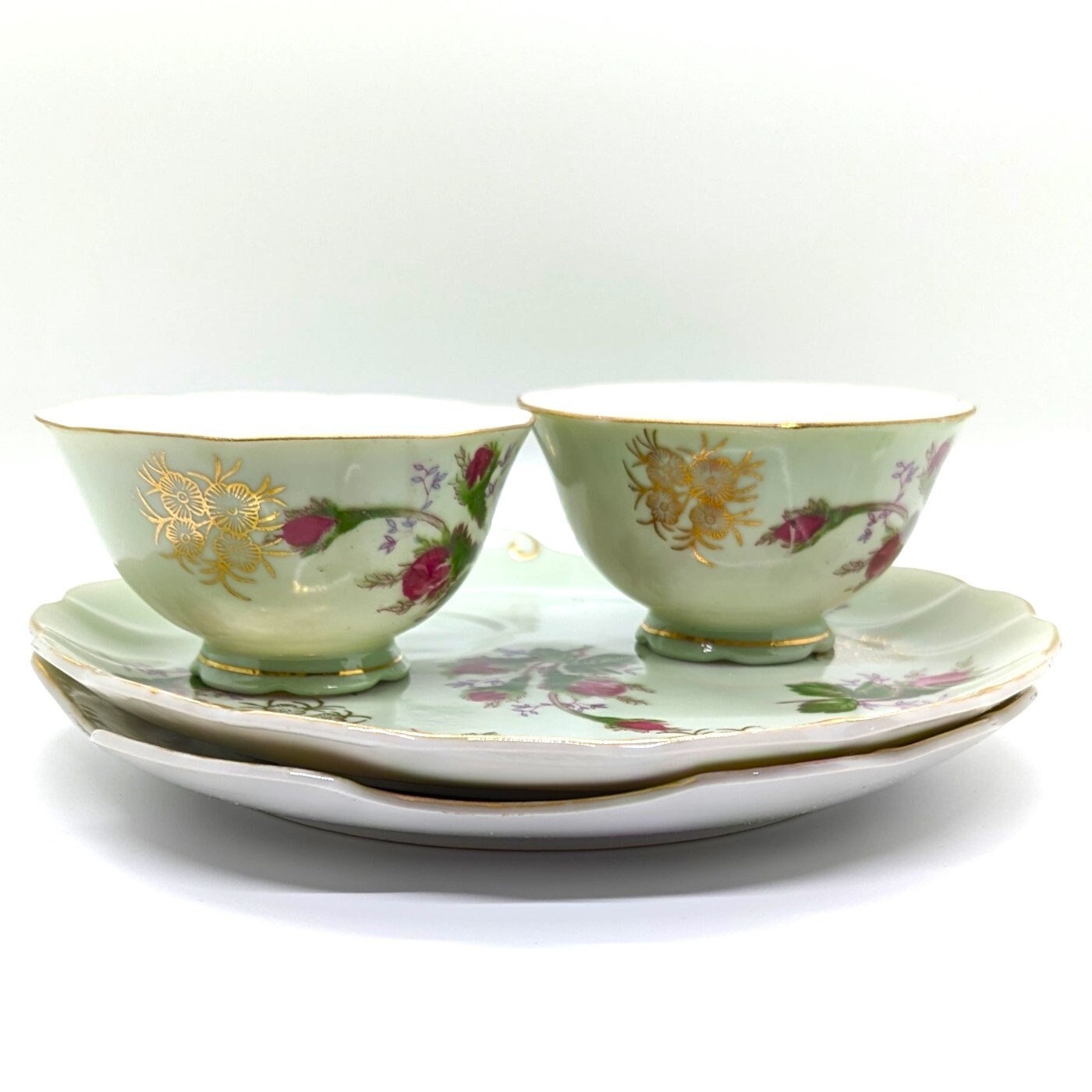 Lefton China Roses Vintage Lefton China Luncheon Set: Hand-painted Roses, Green, 1950s - Etsy