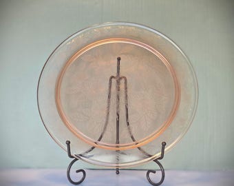 Macbeth-Evans Dogwood Depression glass 13-inch heavy pink cake plate.