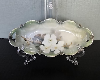 Lusterware Porcelain Celery Dish, Antique RS Prussia Erdmann Schlegelmilch 8inch