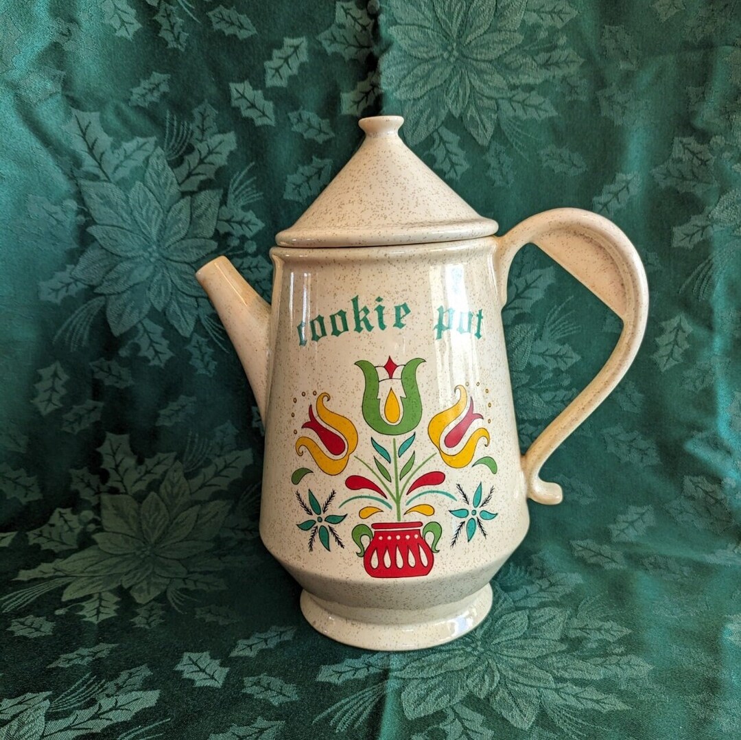 Vintage Mccoy Coffee Cookie Jar Pennsylvania Dutch Folk Art Etsy