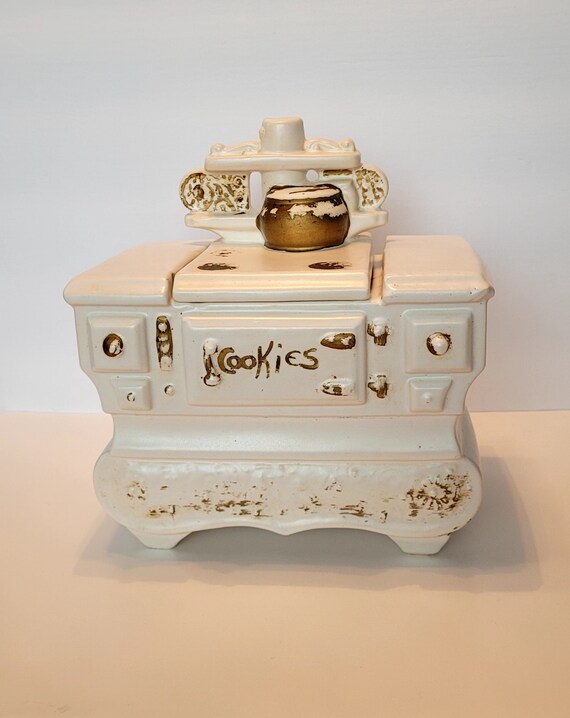 Mccoy Cookie Jar Old Cook Stove With Gold Trim Authentic Etsy