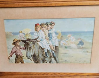 Antique Framed Lithograph "A Precious Burden" By Alfred M. Turner,  1895