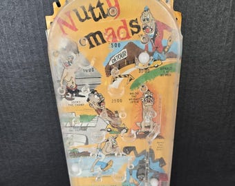 Vintage Nutty Mads Marx Pinball Bagatelle Game 1964 Tin Litho 12"x6"