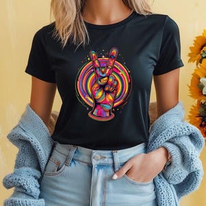 Camiseta unisex suave y colorida con manos de la paz, camiseta con remolino de colores, camiseta cómoda y suave con dedos de la paz, camiseta con el símbolo de la paz