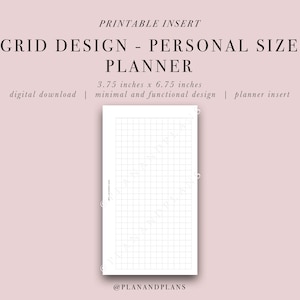 Grid Design, PERSONAL SIZE PRINTABLE Insert - Digital Download - Ideal for Minimal and Functional Planning