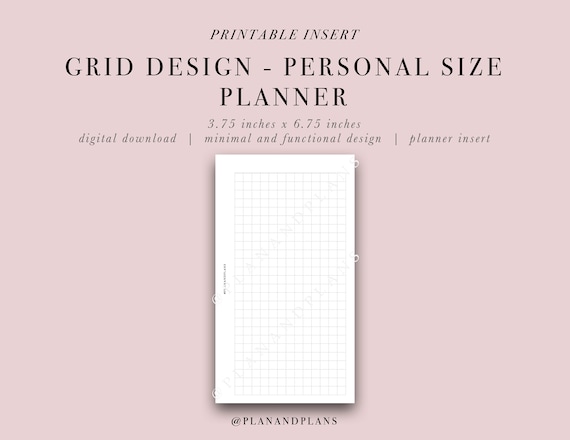 Grid Design PERSONAL SIZE PRINTABLE Insert Digital Download - Etsy