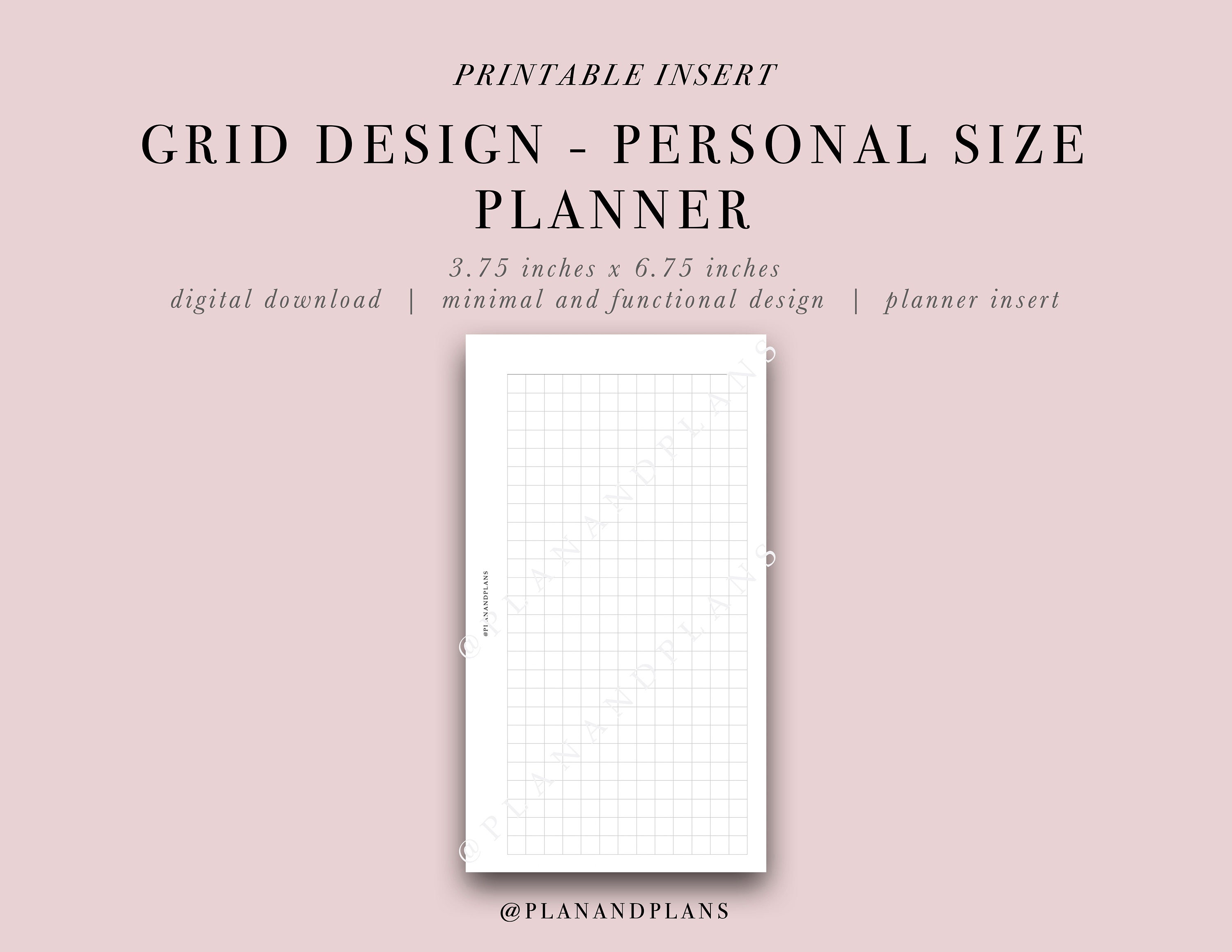 Grid Design, PERSONAL SIZE PRINTABLE Insert - Digital Download - Ideal ...