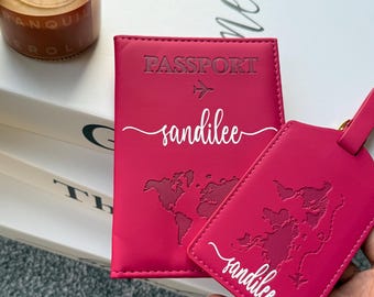 Personalised Passport Cover | Custom Passport holder | Name Travel Wallet | PU Leather Passport Case | Honeymoon Gift | Travel Gift for Her