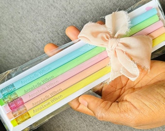 Personalized Pastel Pencils: Engraved Back to School Set of 5