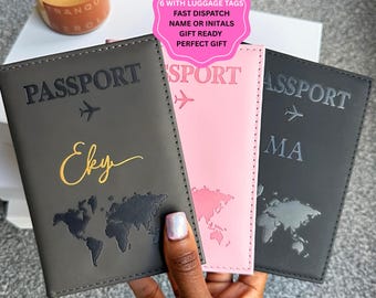 Personalised Passport Cover | Custom Name Travel Wallet | Going Away | Student Moving Abroad | PU Leather Passport Holder | Gift for Travel