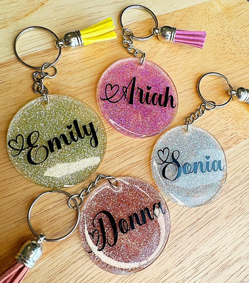 Personalised Keyring Custom Keychain Holographic Glitter Custom Gifts