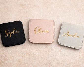 Personalised Pocket Mirror, Custom Name Compact Mirror, Bridesmaid Gift, Bridal Party Gift, Wedding Favour, Travel Mirror, gift for her