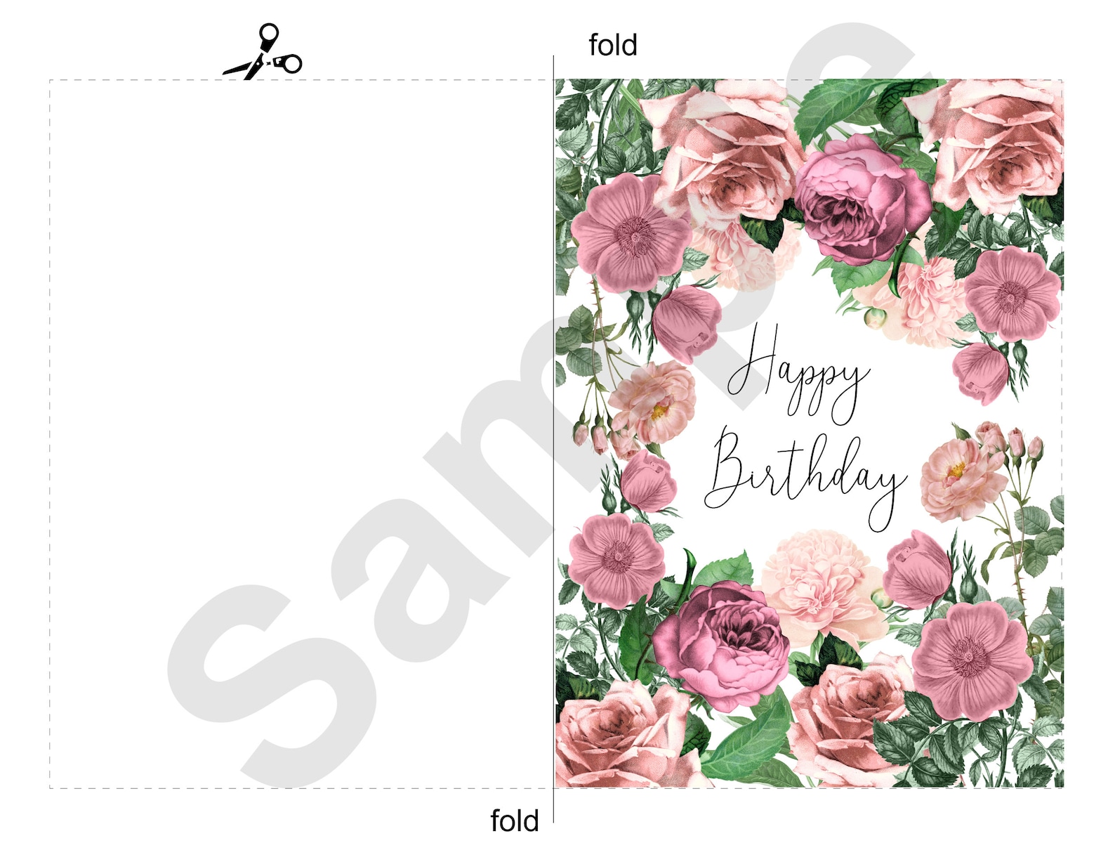 Happy Birthday Flowers, Printable Card, Birthday Card, Downloadable ...