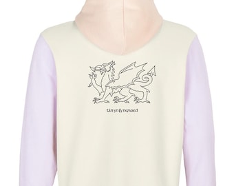 Welsh Dragon Organic Cotton Contrast Hoodie – Made in Wales