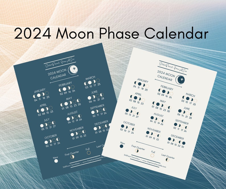 2024 Moon Phase Calendar, Digital Download, Moon Phase Dates Etsy UK