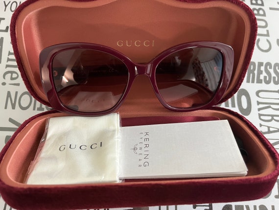 Gucci Brown Sunglasses with Burgundy Case s-l400.jpg main image 3