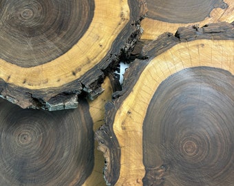 Walnut Wood Slice with bark, live edge rounds, Live edge, walnut slab dried cut for woodworking
