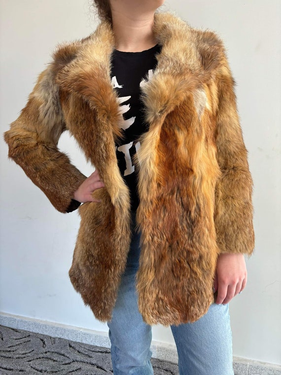 Authentic Vintage Canadian Red Fox Coat,luxury Real Fox Fur