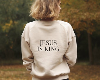 Jesús es rey sudadera / sudadera cristiana / cuello redondo cristiano / sudadera de Jesús / ropa cristiana / regalo cristiano