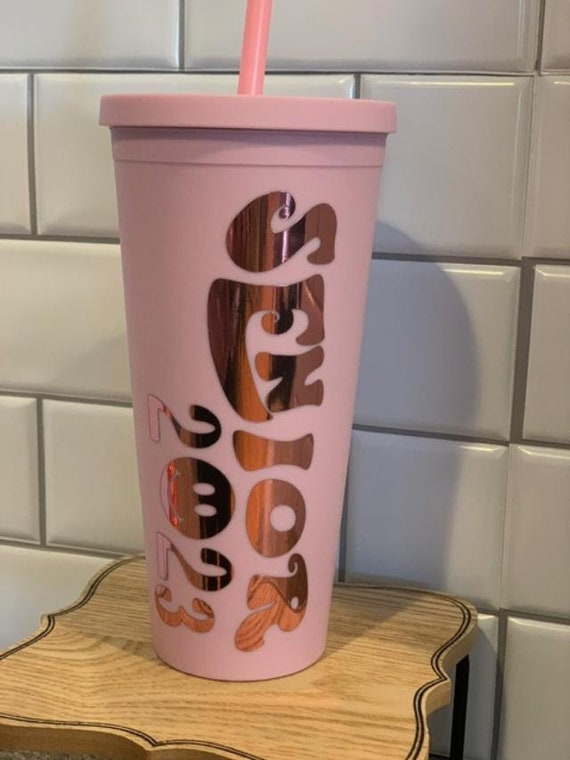 Custom Name or Words Pink Tumbler With Holographic Vinyl Personalized Large  Cup With Straw and Lid Pink Tumbler Name Cup Senior 2023 