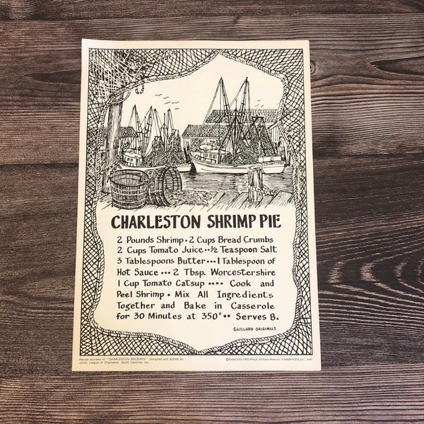 Charleston Shrimp Pie Recipe on Shem Creek Print by Ravenel Gaillard