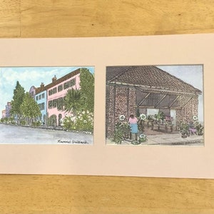 Double Print Rainbow Row and Charleston Market with Light Pink Mat