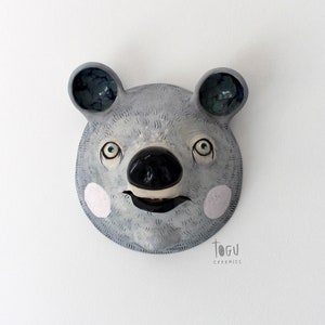 Ceramic Wall Art, Ceramic Mask, Ceramic Bear, Bear Figurine, Ceramic Animal, Unique Gift