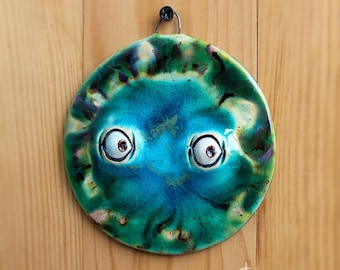 Ceramic Wall Art, Stoneware Wall Decor, Wall Hanging, Ceramic Face Sculpture, Home Decor, Housewarming Gift