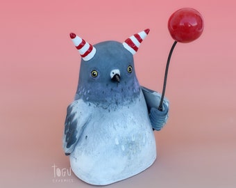 Ceramic Sculpture - Bird Figurine - Pigeon - Handmade Ceramic Sculpture - Unique Gift - Home Decor