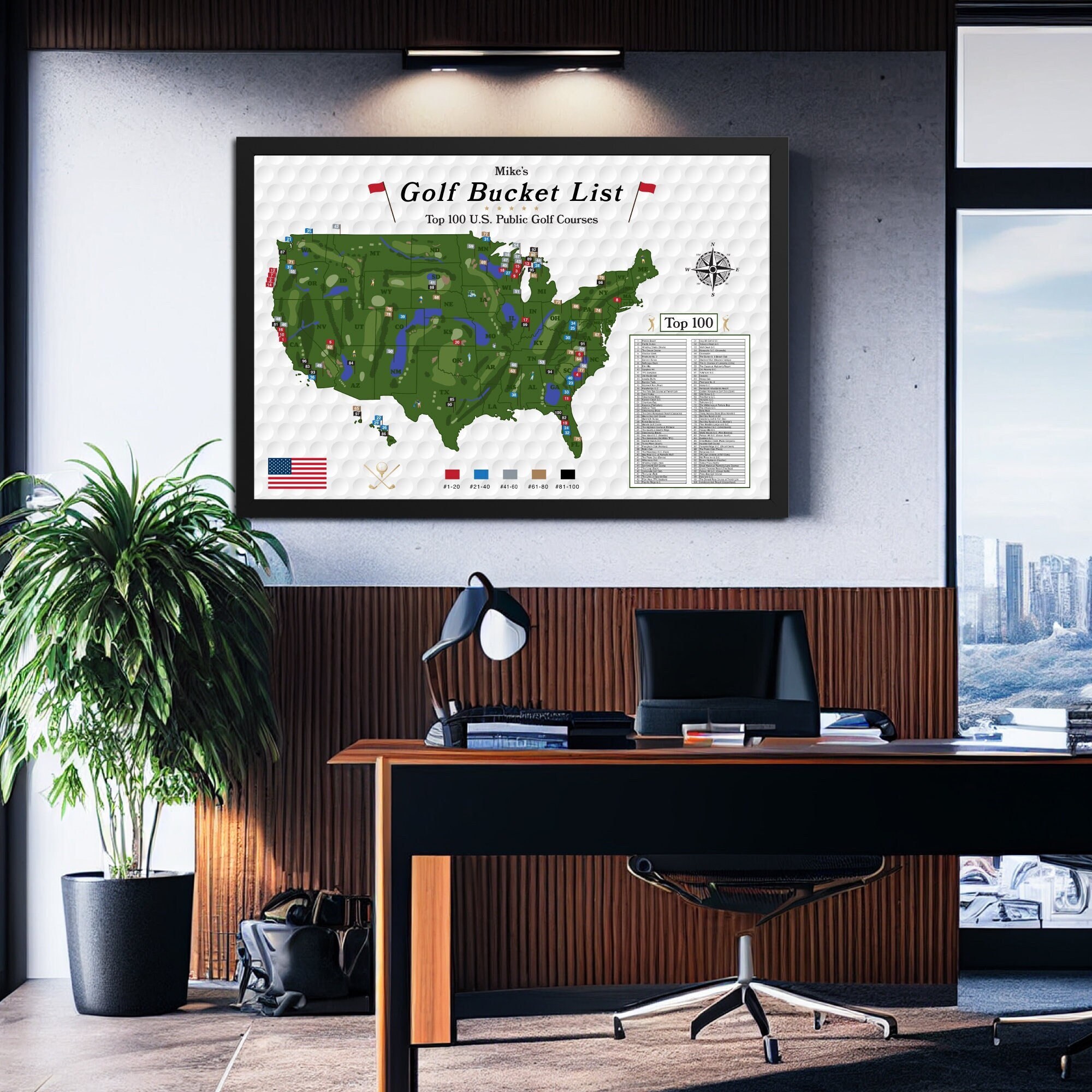 Top 100 US Public Golf Courses List Golf Bucket List Map Etsy