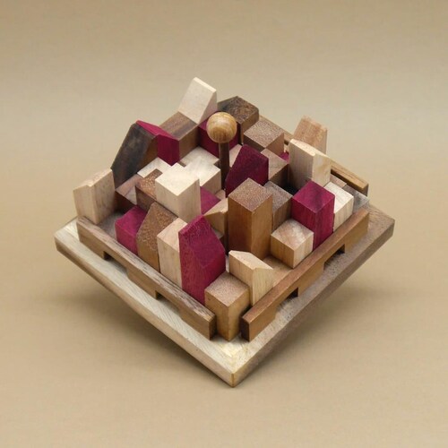 City puzzle - a varied brain teaser for puzzle fans, made of wood