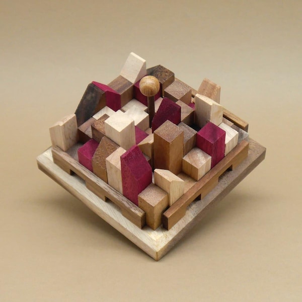 City puzzle - a varied brain teaser for puzzle fans, made of wood