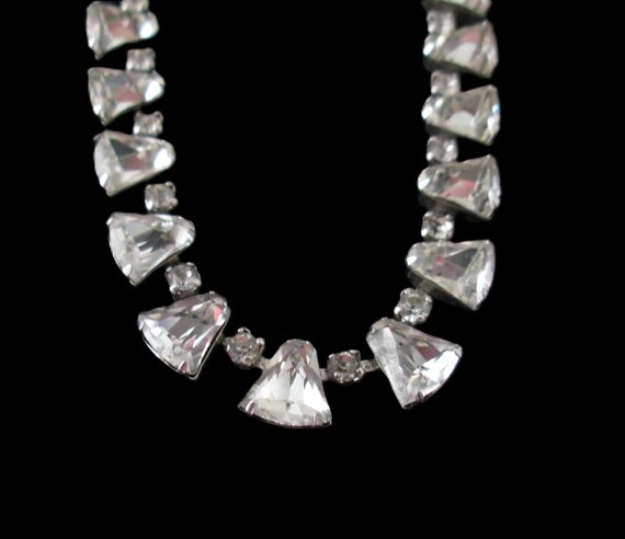 Kramer of New York Signed Triangle Rhinestone Nec… - image 4