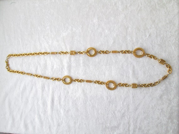 Monet Vintage Signed Long Necklace with Mesh Acce… - image 4