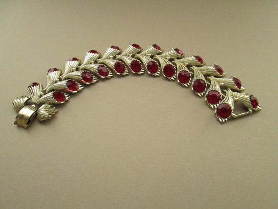 Cornucopia Unsigned Vintage Link Rhinestone Brace… - image 4