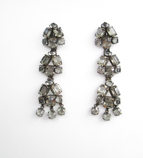 Charcoal Gray Statement Dangle Earrings - image 2